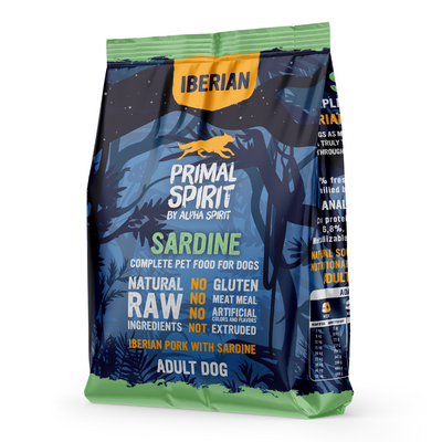 Primal Spirit by Alpha Spirit- 70 %- IBERIAN SARDINE (NO CHICKEN) - Complete Dry Dog Food (1kg)