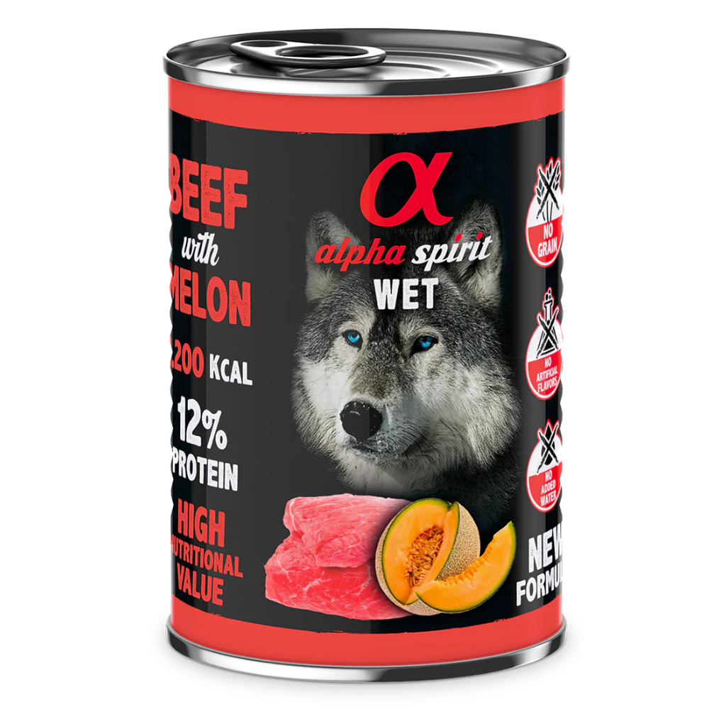 ​ALPHA SPIRIT- WOŁOWINA Z MELONEM- Karma mokra dla psów dorosłych- 400gr