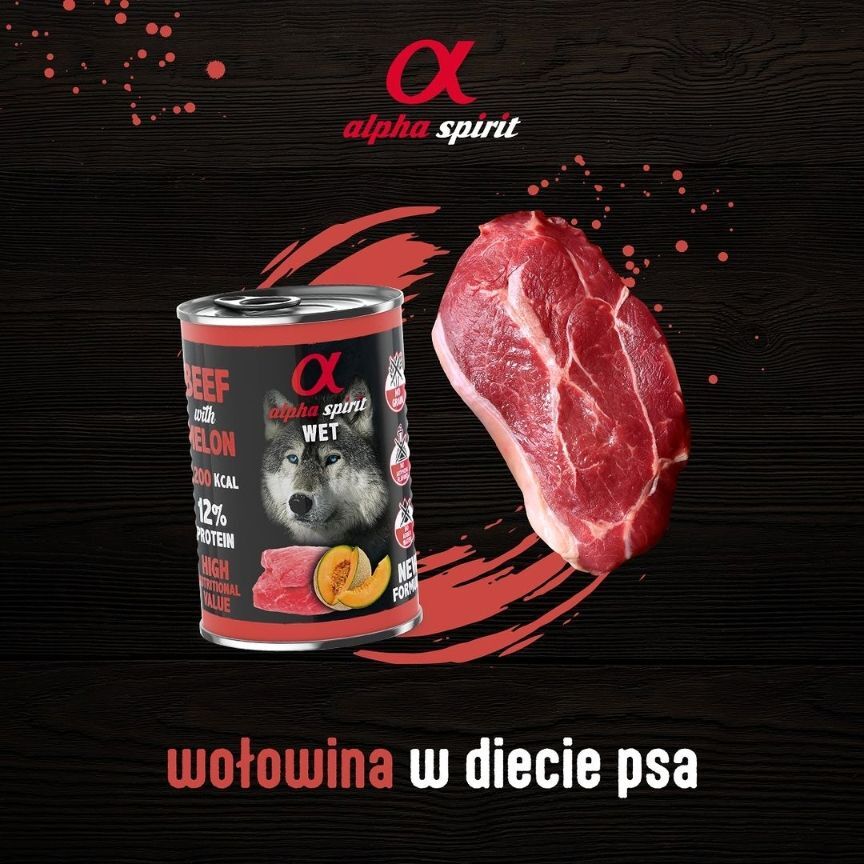 ALPHA SPIRIT- BEEF WITH MELON- Complete Wet Adult Dog Food- 400 gr