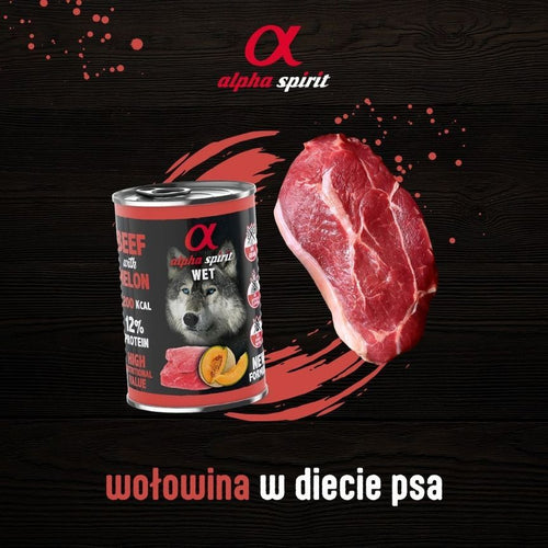 ALPHA SPIRIT- BEEF WITH MELON- Complete Wet Adult Dog Food- 400 gr