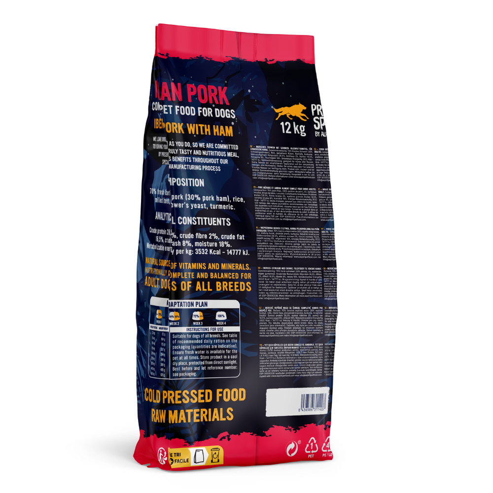 Primal Spirit by Alpha Spirit- 70 %- IBERIAN PORK (NO CHICKEN) - Complete Dry Dog Food (12 kg)