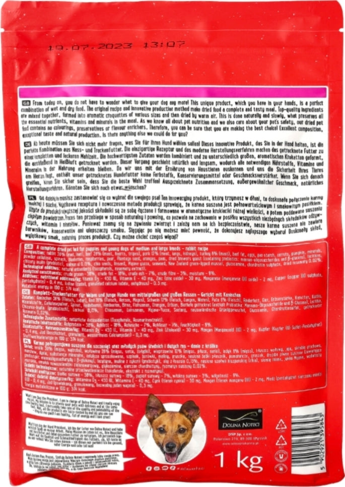 DOLINA NOTECI SUPERFOOD Rabbit Dish JUNIOR dried food for puppies and young dogs of medium and large breeds (1 kg)