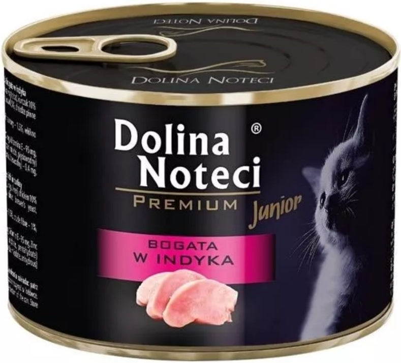 DOLINA NOTECI PREMIUM- MOKRA KARMA DLA KOTA BOGATA W INDYKA- DLA KOCIĄT  (W SOSIE)- 185 GR PUSZKA