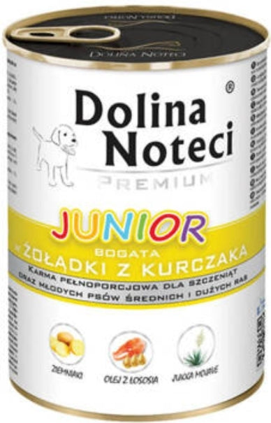 DOLINA NOTECI PREMIUM “JUNIOR”- RICH IN CHICKEN GIZZARDS- WET DOG FOOD FOR PUPPIES AND YOUNG DOGS- 400 gr CANS