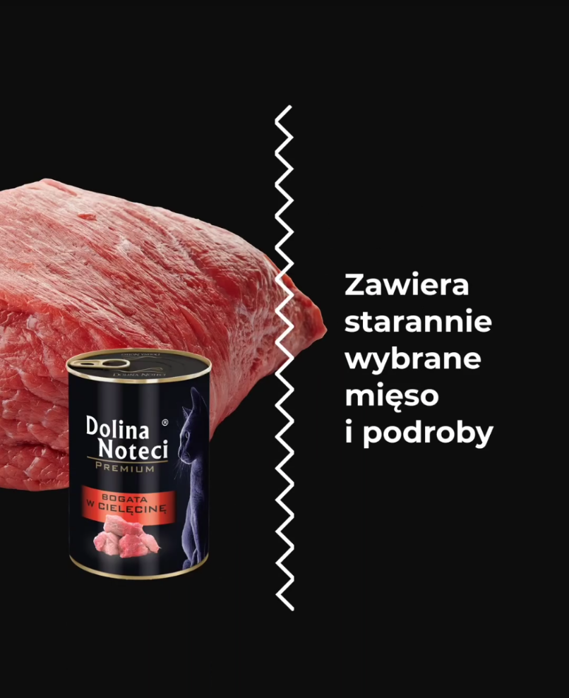 DOLINA NOTECI PREMIUM - WET CAT FOOD - RICH IN VEAL (IN SAUCE) - 185 GR CANS