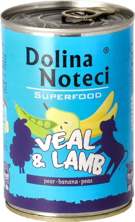 DOLINA NOTECI SUPERFOOD- VEAL AND LAMB- WET FOOD FOR ADULT DOGS– 400 gr CANS