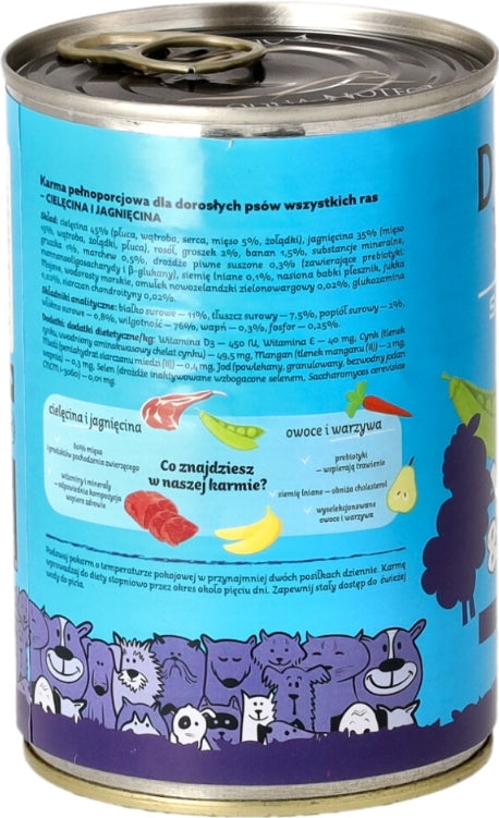 DOLINA NOTECI SUPERFOOD- VEAL AND LAMB- WET FOOD FOR ADULT DOGS– 400 gr CANS