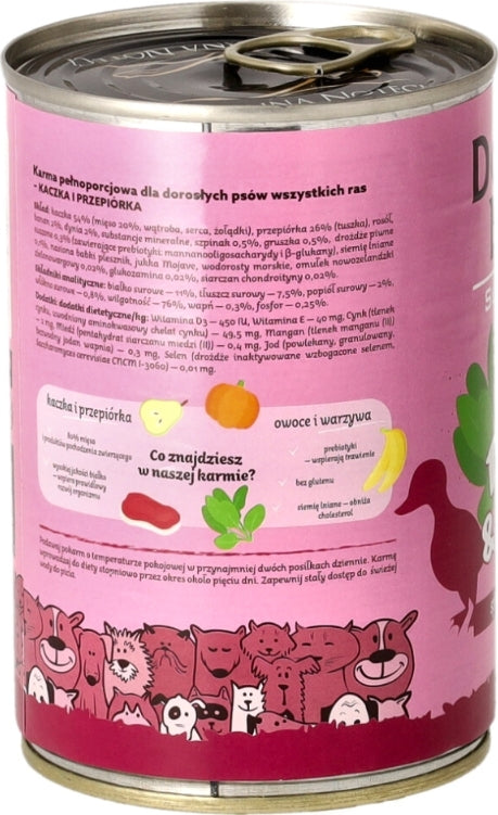 DOLINA NOTECI SUPERFOOD- DUCK AND QUAIL- WET DOG FOOD FOR ADULT DOGS- 400 gr CANS
