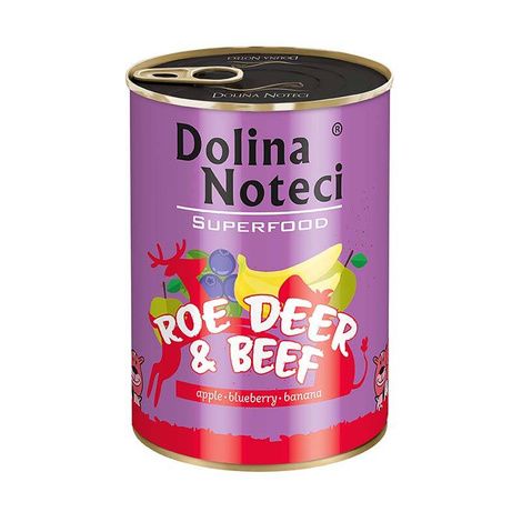 DOLINA NOTECI SUPERFOOD- ROE, DEER & BEEF- WET FOOD FOR ADULT DOGS- 400 gr CANS