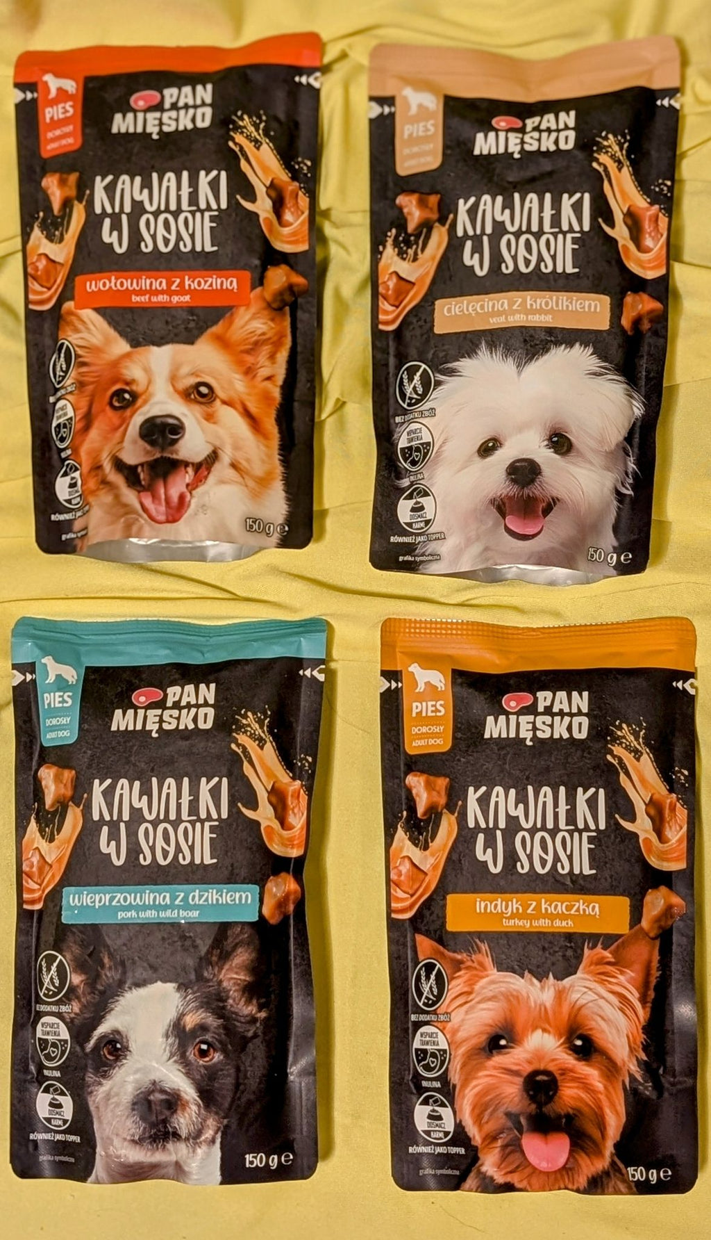PAN MIĘSKO (MR MEATY)– COMPLETE WET FOOD FOR ADULT DOGS- CHUNKS IN GRAVY– VEAL WITH RABBIT- 150 GR POUCH
