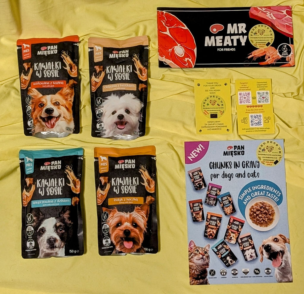 PAN MIĘSKO (MR MEATY)– COMPLETE WET FOOD FOR ADULT DOGS- CHUNKS IN GRAVY– PORK WITH WILD BOAR- 150 GR POUCH