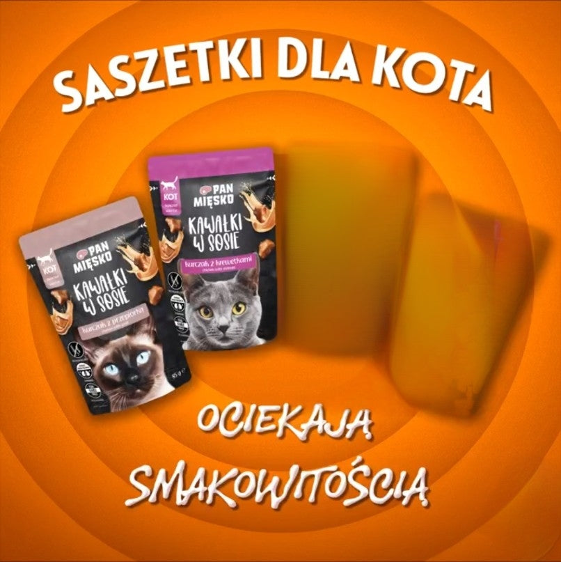 MR MEATY (PAN MIĘSKO)- CHUNKS IN GRAVY- CHICKEN WITH QUAIL- FOR ADULT CATS- 85 GR