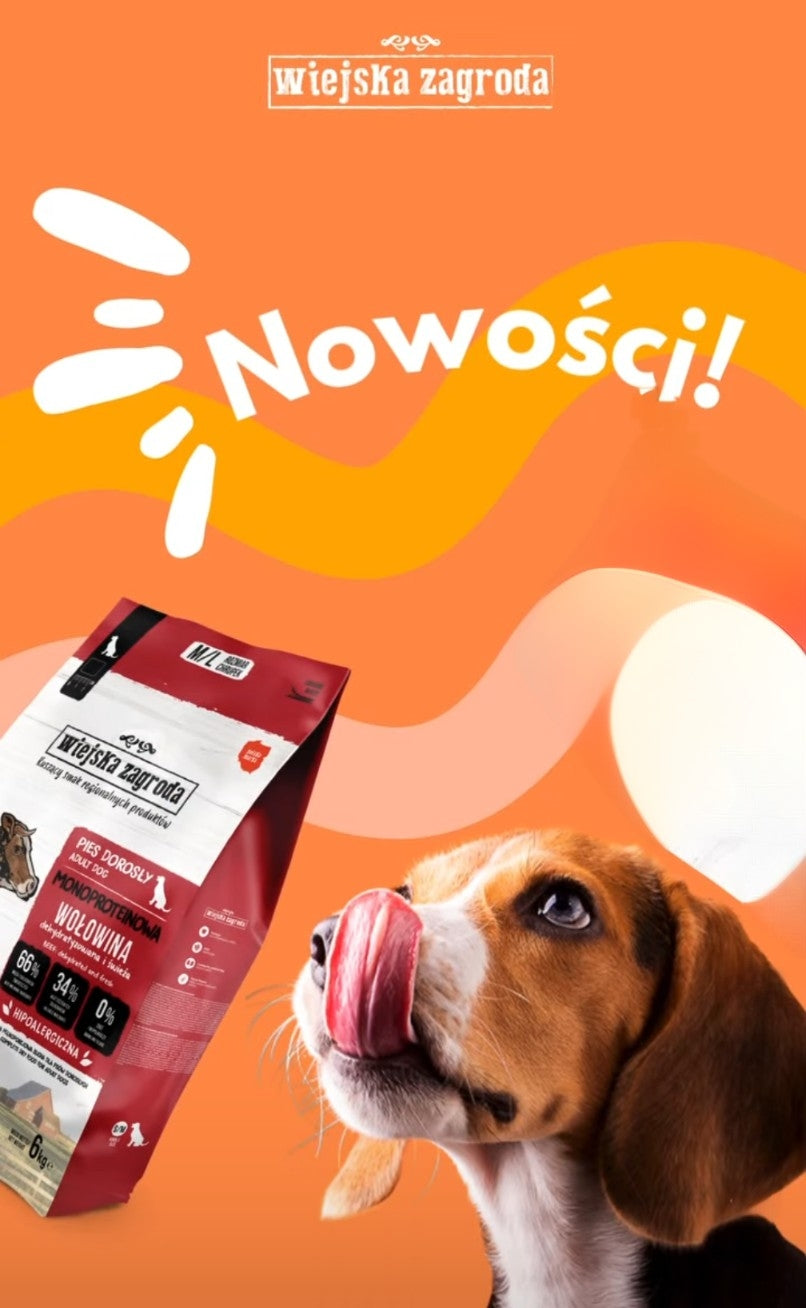WIEJSKA ZAGRODA (COUNTRY OF ANIMALS)- MONOPROTEIN LINE- DRY FOOD FOR ADULT DOGS- BEEF- 6 KG BAGS
