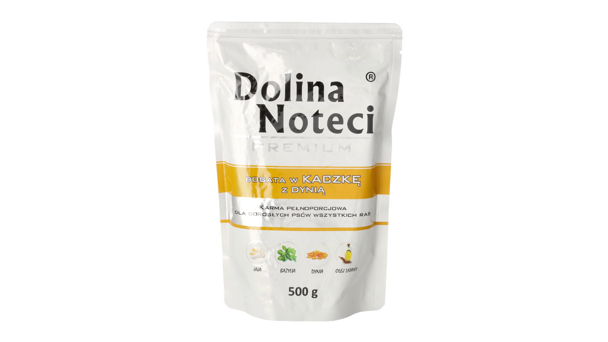 DOLINA NOTECI PREMIUM- DUCK WITH PUMPKIN- WET FOOD FOR ADULT DOGS- 500 gr POUCH