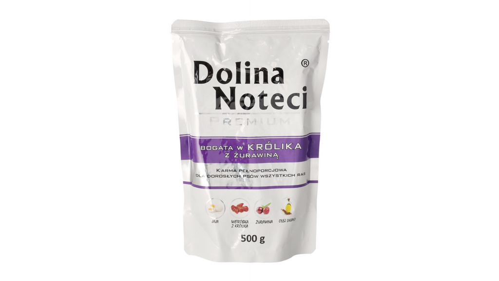 DOLINA NOTECI PREMIUM- RABBIT AND CRANBERRY- WET FOOD FOR ADULT DOGS- 500 GR POUCH