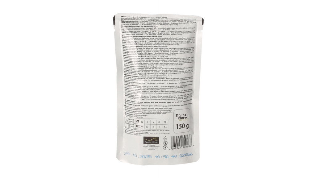 DOLINA NOTECI PREMIUM- DZICZYZNA- MOKRA KARMA DLA PSÓW DOROSŁYCH- 150 GR SASZETKA