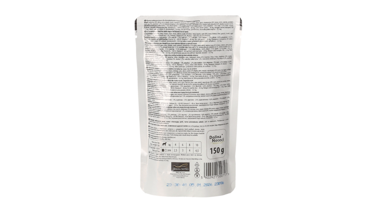 DOLINA NOTECI PREMIUM- LAMB- WET FOOD FOR ADULT DOGS- 150 gr POUCH