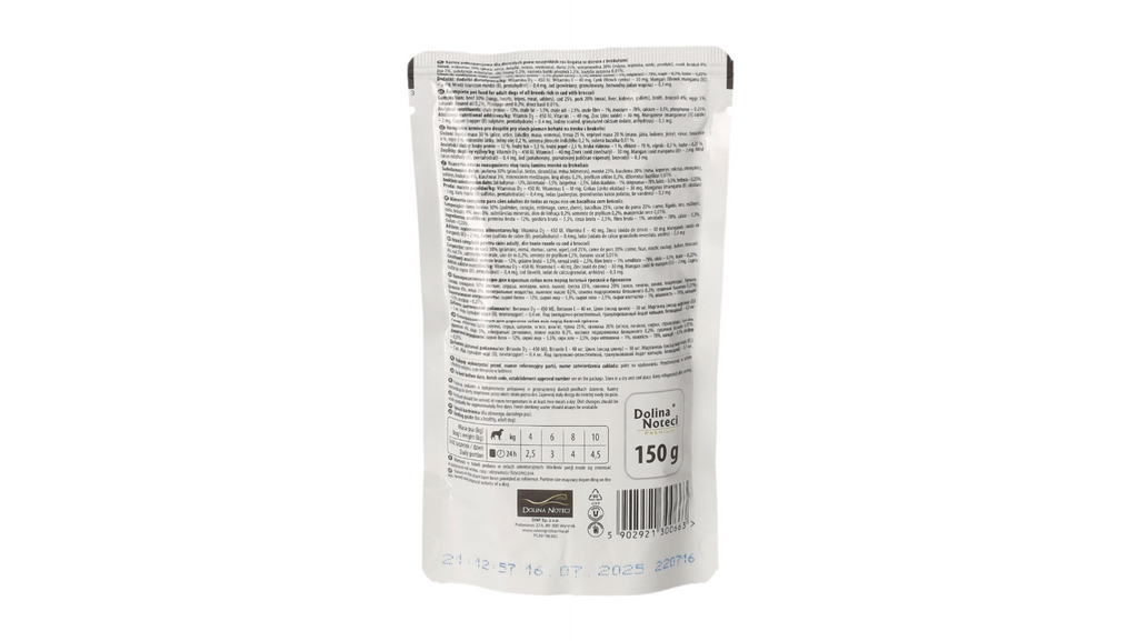 DOLINA NOTECI PREMIUM- DORSZ Z BROKUŁAMI- MOKRA KARMA DLA PSÓW DOROSŁYCH- 150 GR SASZETKA