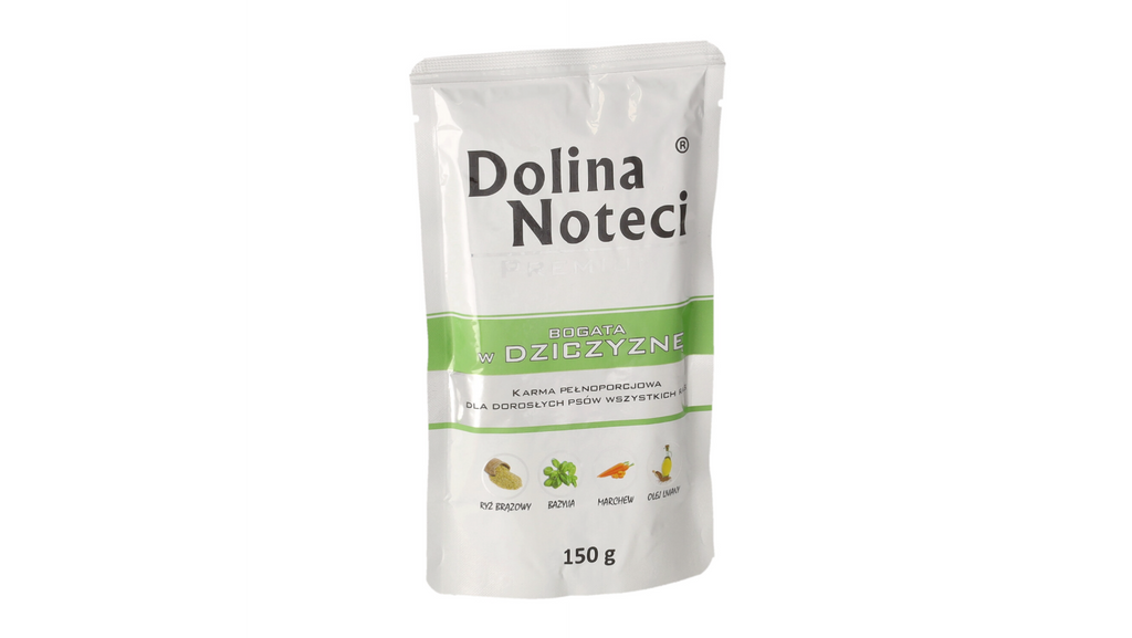DOLINA NOTECI PREMIUM- DZICZYZNA- MOKRA KARMA DLA PSÓW DOROSŁYCH- 150 GR SASZETKA