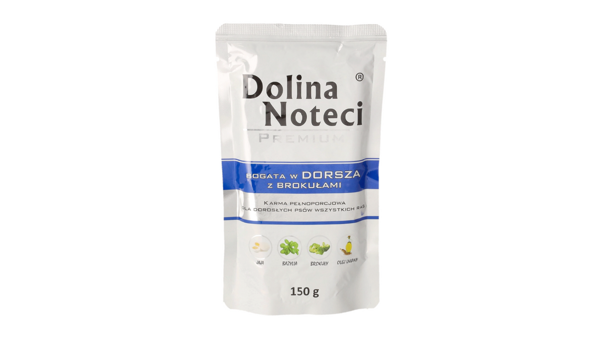 DOLINA NOTECI PREMIUM- COD WITH BROCCOLI- WET FOOD FOR ADULT DOGS- 150 GR POUCH