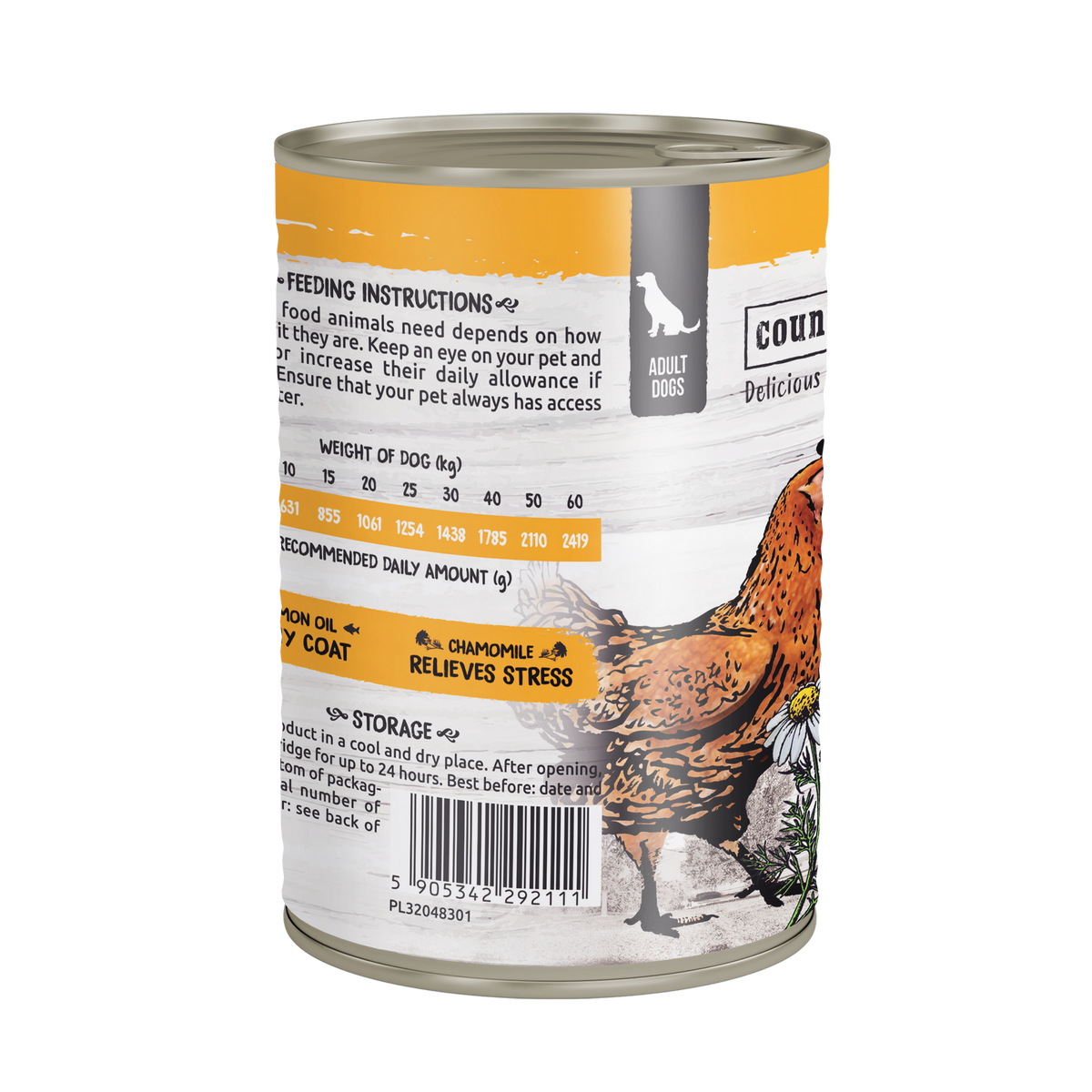 WIEJSKA ZAGRODA (COUNTRY OF ANIMALS)- MONOPROTEINOWA- KARMA MOKRA DLA PSA DOROSŁEGO- KURCZAK- 400 GR PUSZKA