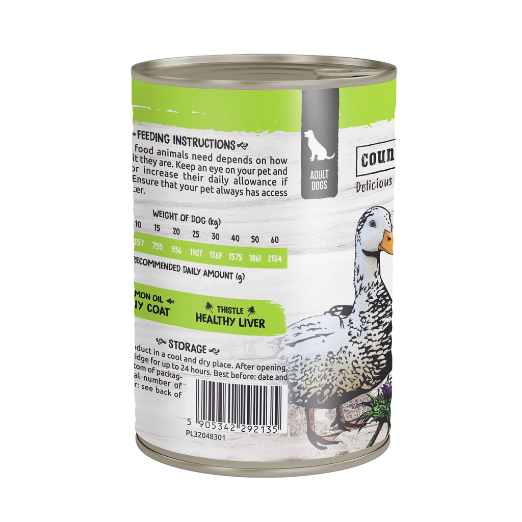 WIEJSKA ZAGRODA (COUNTRY OF ANIMALS)- MONOPROTEINOWA- KARMA MOKRA DLA PSA DOROSŁEGO- KACZKA- 400 GR PUSZKA