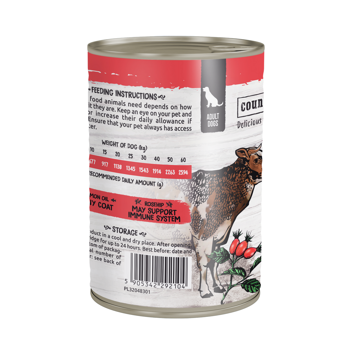 WIEJSKA ZAGRODA (COUNTRY OF ANIMALS)- MONOPROTEIN LINE- WET FOOD FOR ADULT DOGS- BEEF- 400 GR TINS