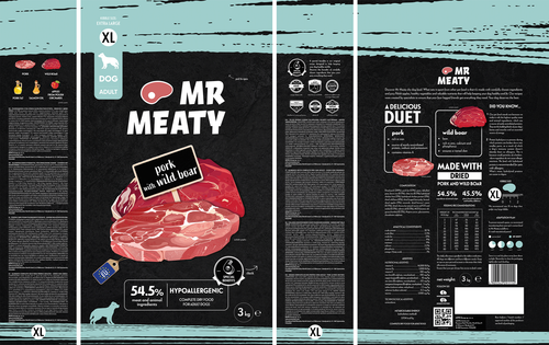 MR MEATY- COMPLETE DRY FOOD FOR ADULT DOGS-  PORK WITH WILD BOAR- 3 KG- SIZE XL