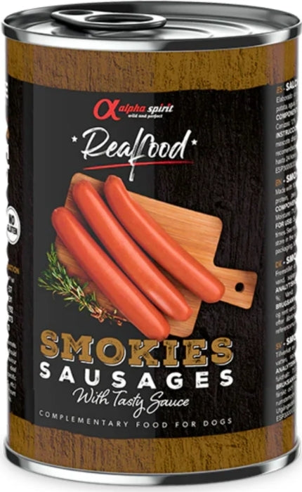 ALPHA SPIRIT- Realfood Smokies Complementary Smoked Sausages for Dogs - 400g