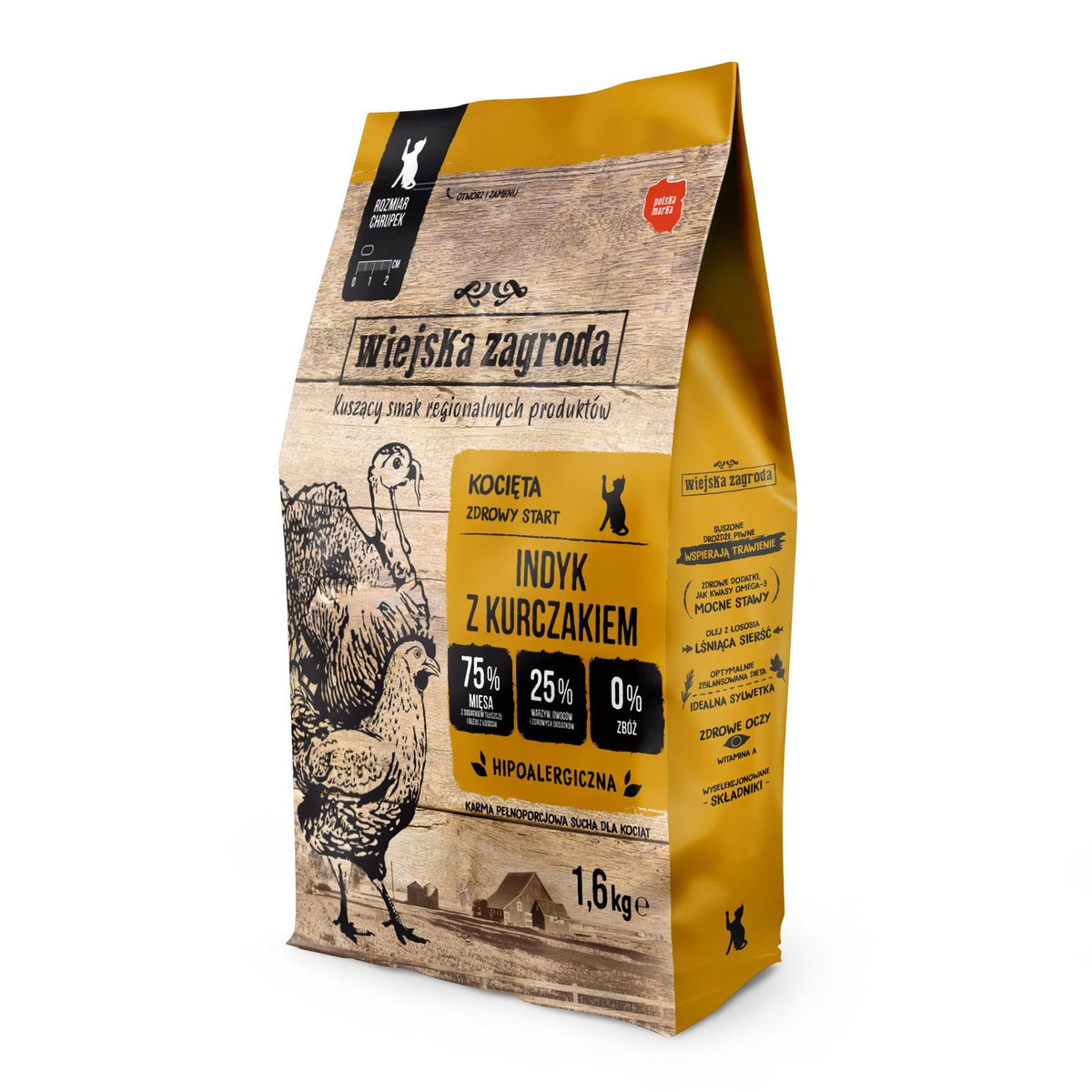 WIEJSKA ZAGRODA (COUNTRY OF ANIMALS)- DRY KITTEN FOOD- TURKEY WITH CHICKEN- 1.6 KG