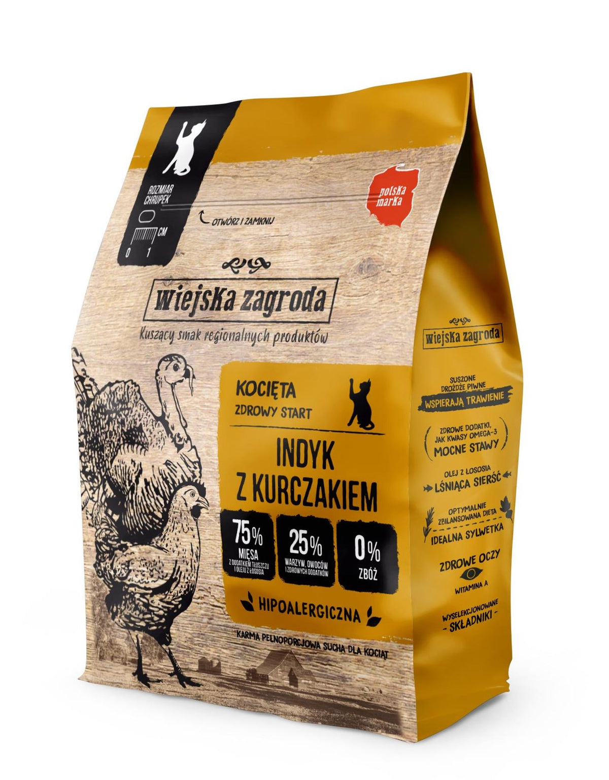WIEJSKA ZAGRODA (COUNTRY OF ANIMALS)- DRY KITTEN FOOD- TURKEY WITH CHICKEN- 400 GR BAG