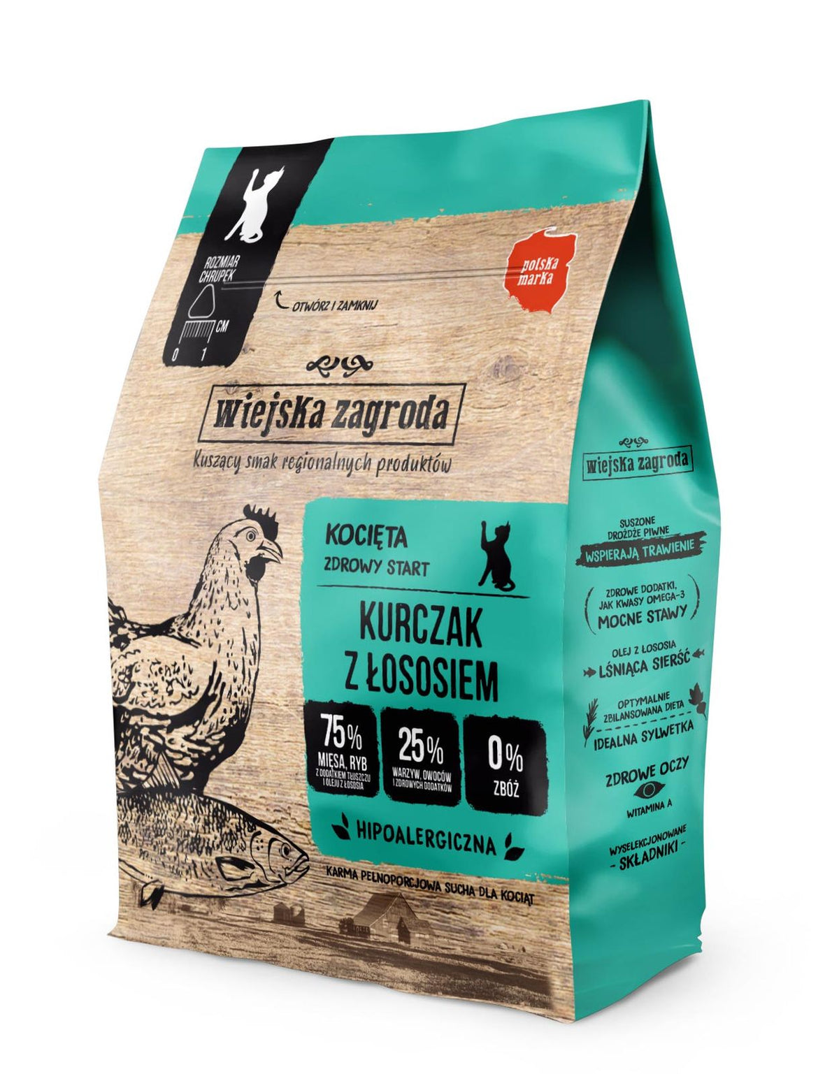 WIEJSKA ZAGRODA (COUNTRY OF ANIMALS)- DRY KITTEN FOOD- CHICKEN WITH SALMON- 400 GR BAG