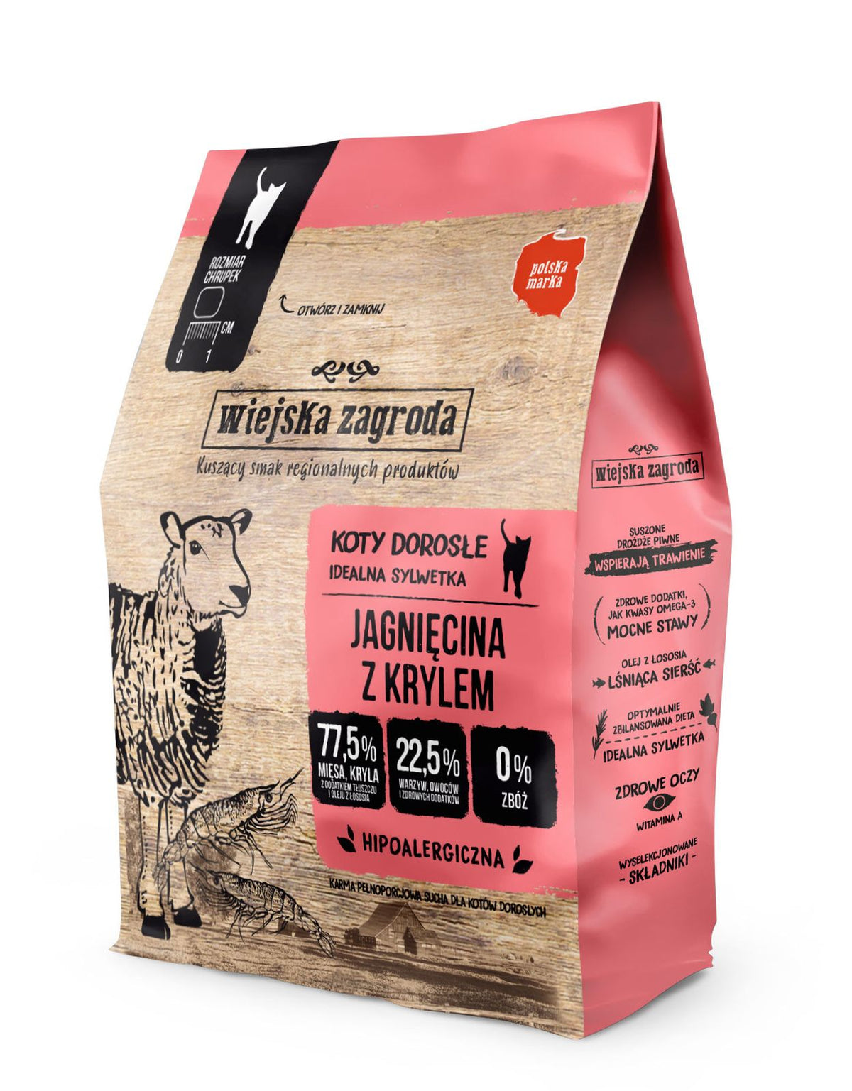 WIEJSKA ZAGRODA (COUNTRY OF ANIMALS)- DRY CAT FOOD- LAMB WITH KRILL- 400GR BAG