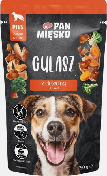 PAN MIĘSKO (MR MEATY)– COMPLETE WET FOOD FOR ADULT DOGS- TURKEY STEW WITH VEAL AND VEGETABLES IN GRAVY- 150 GR POUCH
