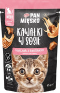 PAN MIĘSKO (MR MEATY)- CHUNKS IN GRAVY- CHICKEN WITH RABBIT- COMPLETE FOOD FOR KITTENS- 85 GR