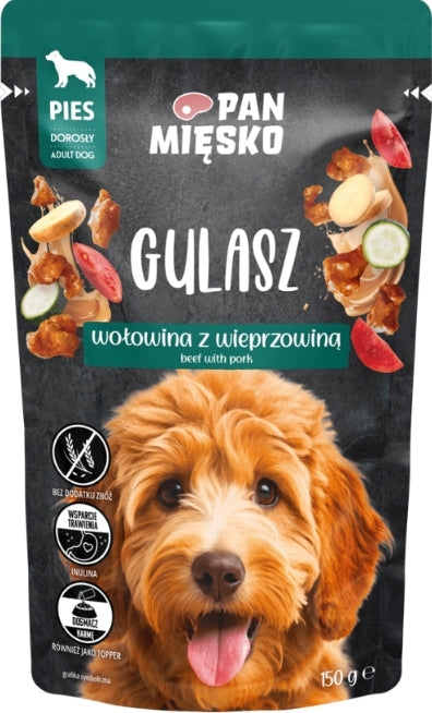 PAN MIĘSKO (MR MEATY)– COMPLETE WET FOOD FOR ADULT DOGS- STEW- BEEF WITH PORK- 150 GR POUCH