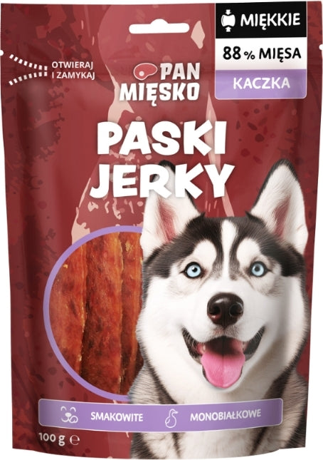MR MEATY- TREATS- SOFT JERKY STRIPS- DUCK (MONOPROTEIN)- 100 GR