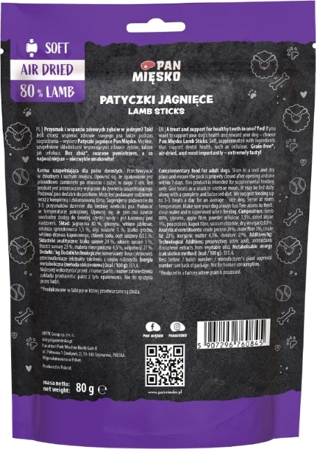 MR MEATY- TREATS- SOFT STICKS- LAMB (MONOPROTEIN)- 80 GR