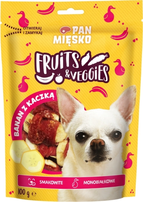 MR MEATY- FRUITS & VEGGIES- DOG TREAT FOR ADULT DOGS- BANANA WITH DUCK- 100 G