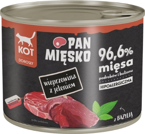 MR MEATY- COMPLETE WET FOOD FOR ADULT CATS- PORK WITH VENISON- 200 GR