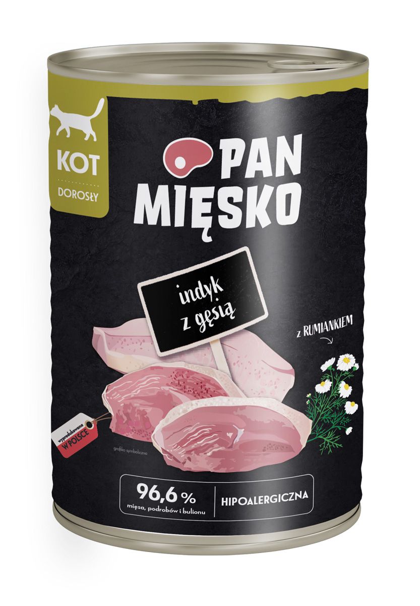 MR MEATY (PAN MIĘSKO )- COMPLETE WET FOOD FOR ADULT CATS- TURKEY WITH GOOSE– 400 GR