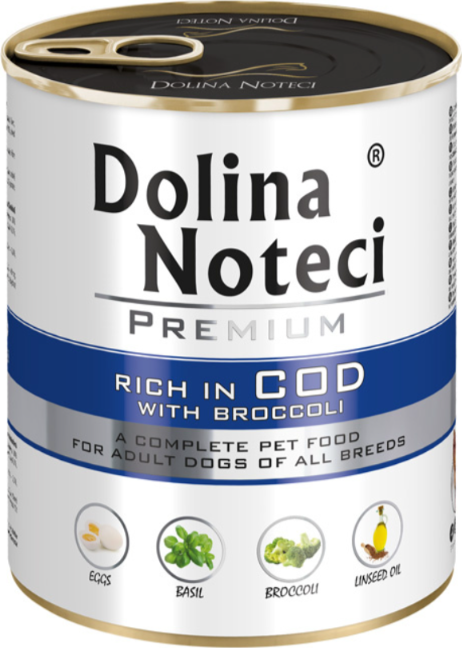 DOLINA NOTECI PREMIUM- COD WITH BROCCOLI- WET FOOD FOR ADULT DOGS- 800 GR CANS